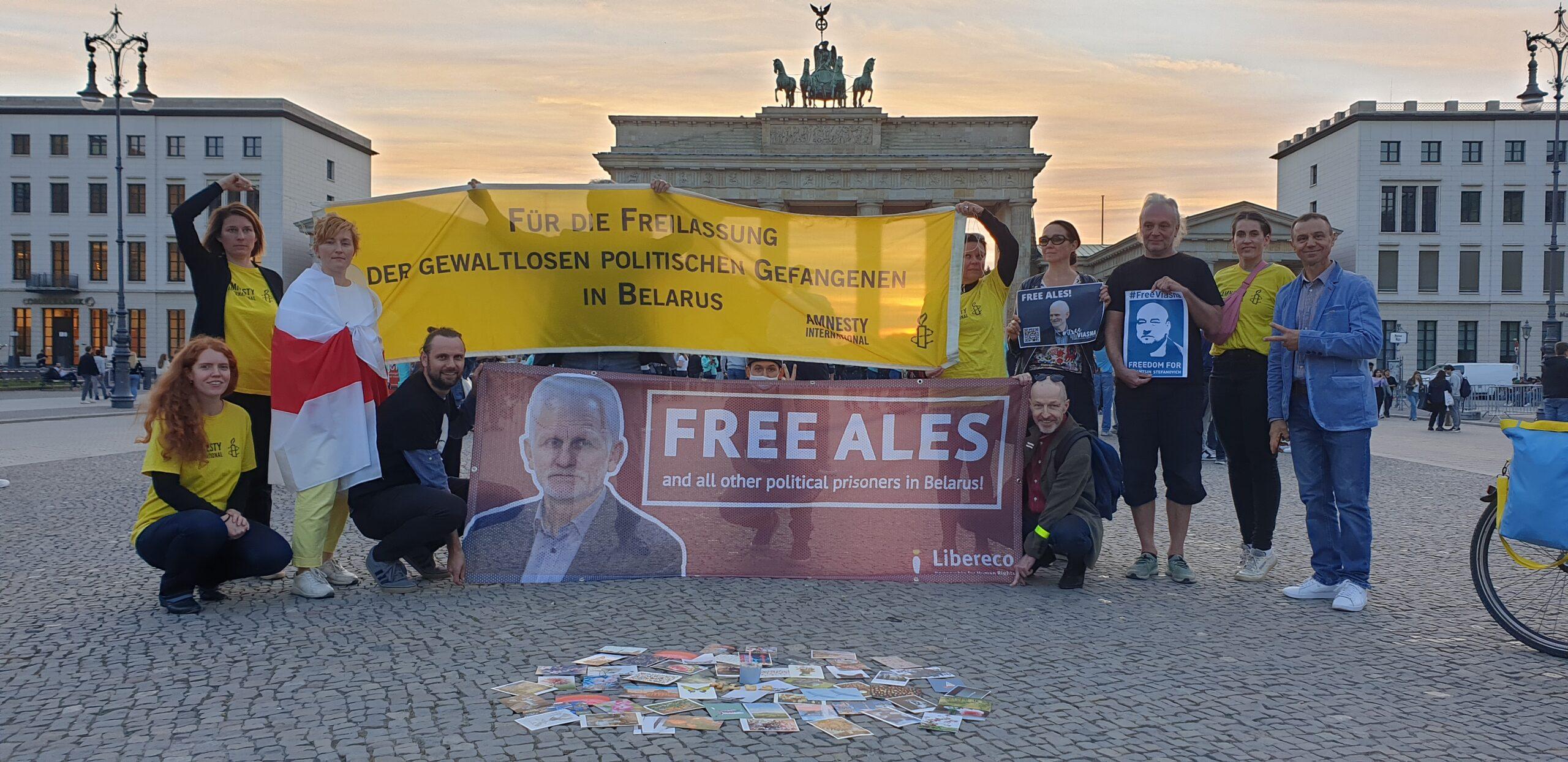 Demonstration in Berlin: Freedom for Nobel Peace Prize Laureate Ales Bialiatski